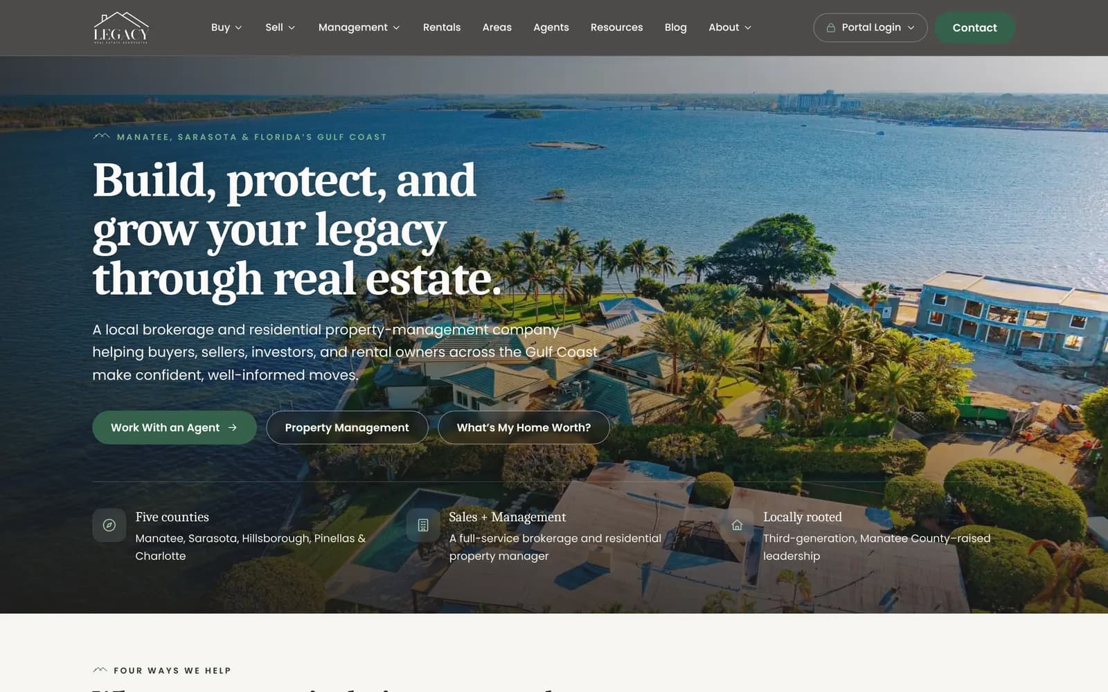 Legacy Real Estate Associates website on desktop